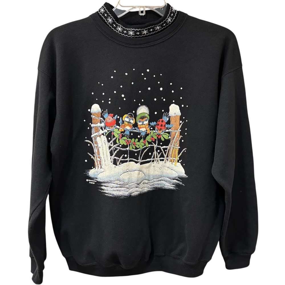 vtg Morning Sun wintery crewneck sweatshirt, petite large
